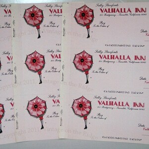 Vintage Unused Business Checks, Sally Stanford the Sausalito Madame, Valhalla Inn, Actual Checks image 2