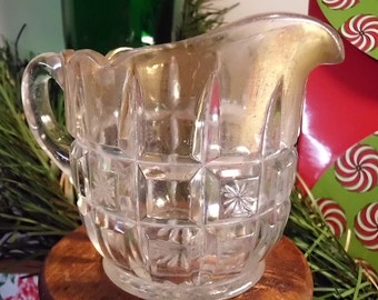 Pressed Glass Creamer with Gold Flashed Banding, Antique