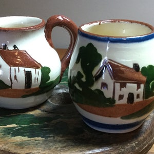 Pair of Miniature Pitchers Torquay Motto Ware, Cottage Pattern image 1