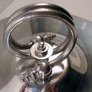 Fabulous Mid-Century Modern Chrome and Aluminum Chafing Dish with Wooden Handle and Great Knob image 3