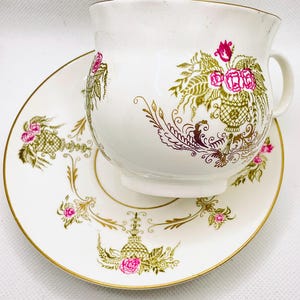 Vintage Lomonosov USSR Porcelain Tea Cup and Saucer, Rare Pattern