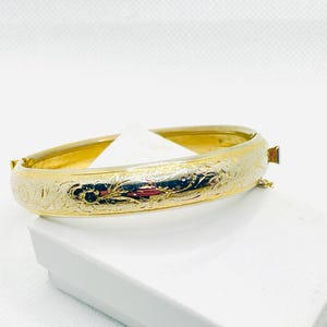 Antique Gold Filled Engraved Hinged Bangle Bracelet