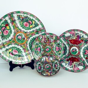 Familie Rose Hand Painted Porcelain Plate Set