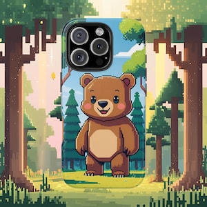 Bear Forest iPhone Case, Kawaii Animal Cover for iPhone & Samsung, Tough Phone Cases, Cute Cartoon Phone Case, Protective Phone Cover,
