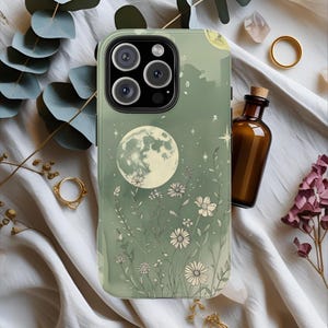 Minimalist Nature Phone Case, Botanical Floral iPhone Samsung Cover, Aesthetic Soft Green Case, Earthy Boho Gift for Her 2025