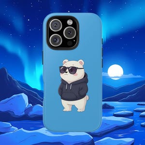 Cool Polar Bear Phone Case, Winter Aesthetic Tough Cover for iPhone & Samsung, Arctic Animal Lover Gift, Cozy Minimalist Vibe