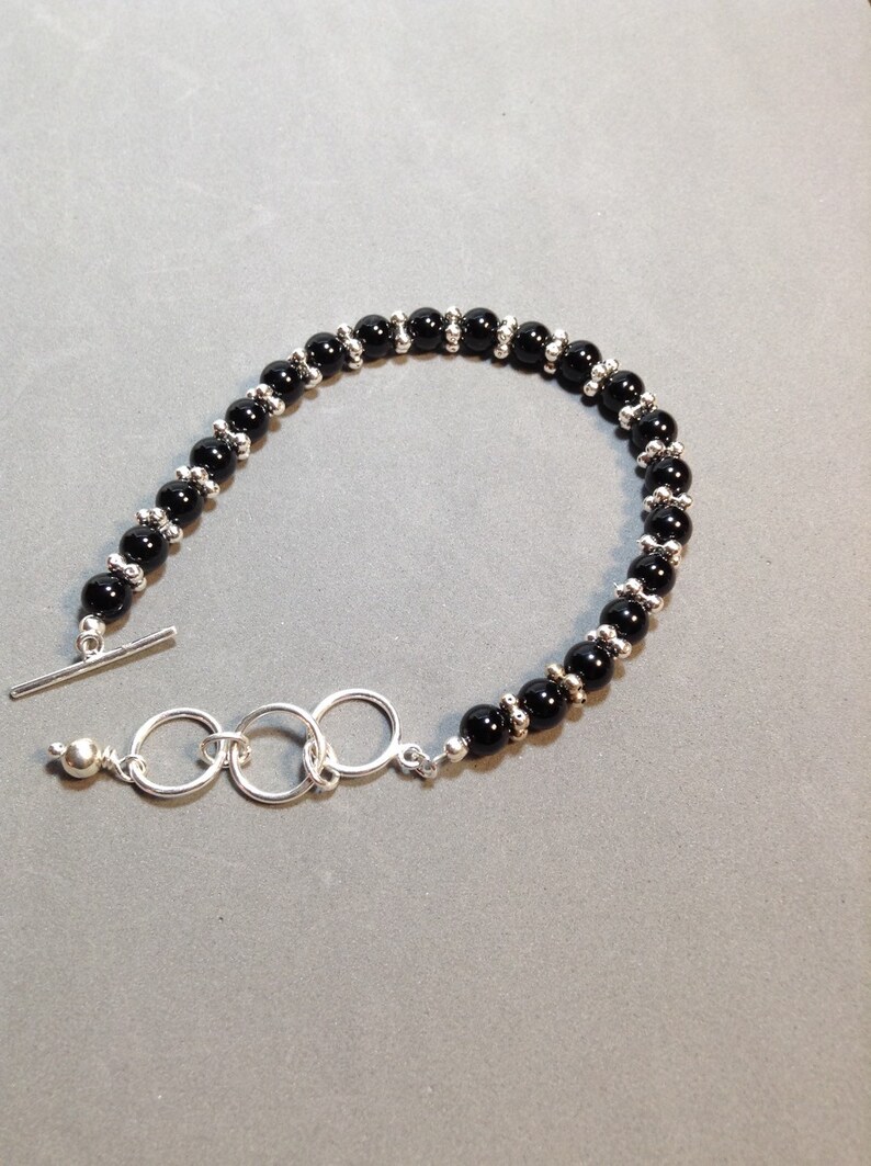 Onyx and Sterling Bracelet Etsy