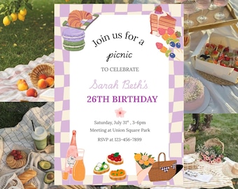 Picnic Birthday Invitation: Editable Summer Party Invite (Digital Download, 5x7 & A5 Template)
