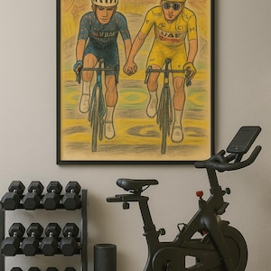 Jonas Vingegaard & Tadej Pogačar Cycling Poster – Sportsmanship Moment (DIGITAL DOWNLOAD)