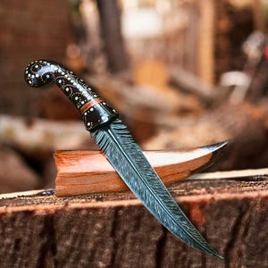 Handgemaakt 440C-stalen bushcraftmes | Camping- en bowiemes met leren schede | Cadeau survivaluitrusting voor buiten, KERSTGESCHENK