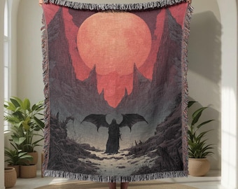 Grim Reaper 100% Cotton Woven Blanket, Dark Fantasy Lover Gift