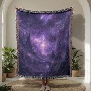 Cosmic Galaxy 100% Cotton Woven Blanket, Starry Night Woven Blanket, Space Nebula Woven Blanket, Mystical Universe Woven Blanket, Spiritual.