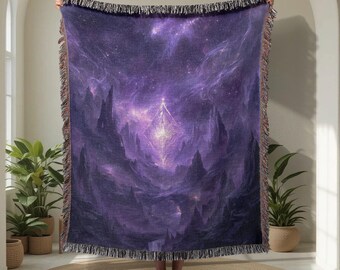 Cosmic Galaxy 100% Cotton Woven Blanket, Starry Night Woven Blanket, Space Nebula Woven Blanket, Mystical Universe Woven Blanket, Spiritual.