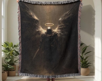Fallen Angel 100% Cotton Woven Blanket, Religious Christian Gift