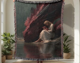 Geschenkidee für Drachenliebhaber: 100 % Baumwolldecke, Wandteppich für Fantasy-Leser, Geburtstagsdecke für Gamerinnen, Dekoration für Drachenmütter