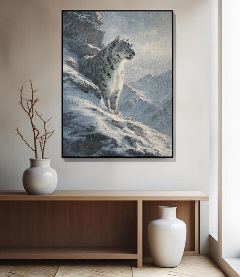 Snow Leopard Wildlife 100% Cotton Woven Blanket, Animal Lover Throw ...