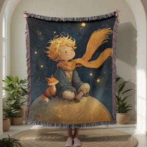 Astronaut Floral 100% Cotton Woven Blanket, Space Lover Gift