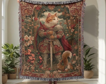 新品♥海外からやってきた物♥猫のタペストリー　ブランケット　ベッドカバー 猫好きの方への100%コットン織りブランケット、美術史ファンへのスロー
