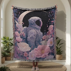 Astronaut Hobby 100% Cotton Woven Blanket, Space Lover Gift For Friend, Astronomer Job Tapestry, Sci Fi Fan Birthday, Scientist Blanket