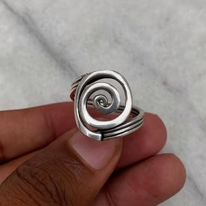 Oxidized Spiral Ring • 925 Sterling Silver Swirl Ring • Handmade Tribal Statement Ring • Adjustable Boho Ring • Ancient Symbol Jewelry