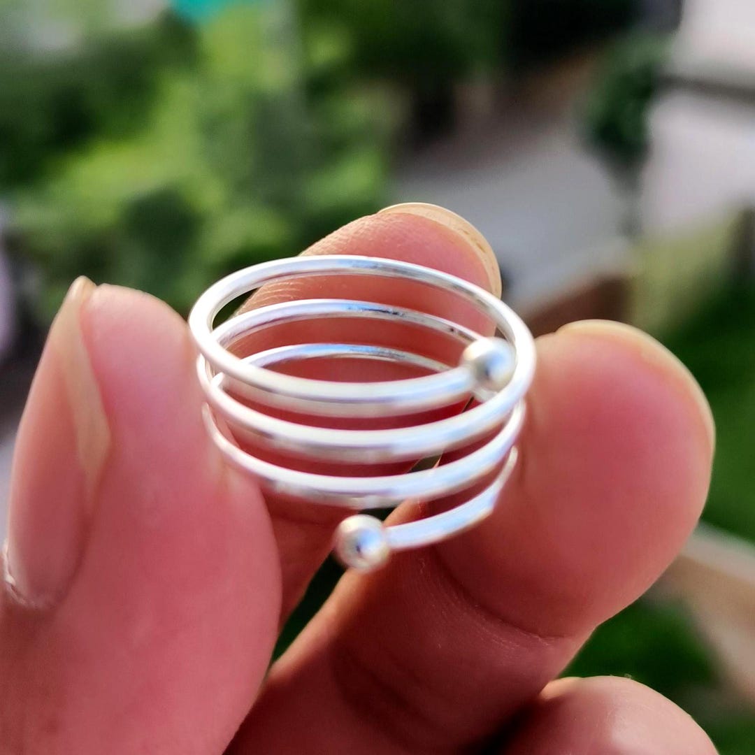 Adjustable Sterling Silver Spiral Ring | Handmade Boho Coil Band - Etsy