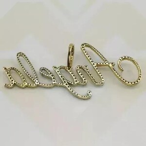 1.30 Ct Round Cut Real Moissanite Customize Name Pendant 14K Yellow Gold Plated _ Style