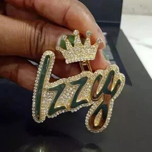 3.00 Ct Round Cut Real Moissanite Customize Name Pendant 14K Yellow Gold Plated Style