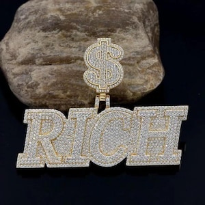 4.00 Ct Round Cut Real Moissanite Custom Name Men&#39;s Pendant 14k Yellow Gold Plated Birthday Gift