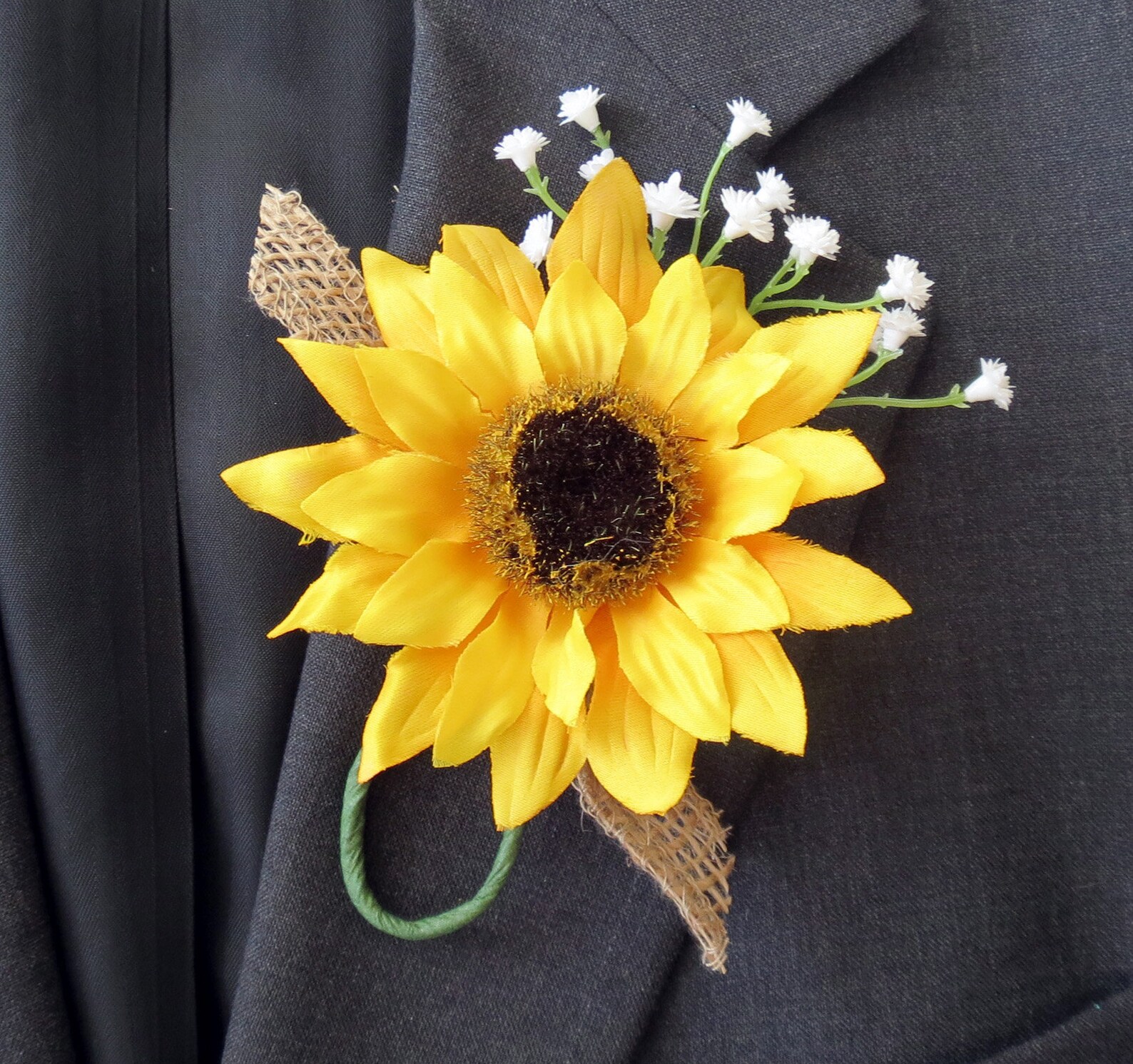 Small Sunflower Corsage Sunflower with Baby's Breath Etsy