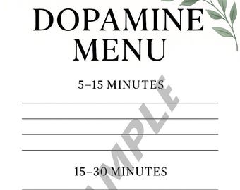 Dopamine Menu – Aesthetic Printable Worksheet for ADHD Focus & Self-Care
