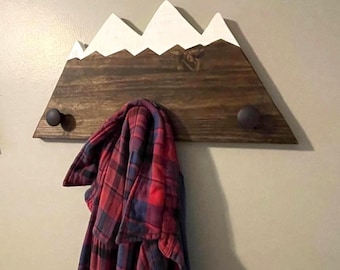 Wood Mountain Wall Hook- Rustic Entryway, Mudroom, Nursery and Kids Room Decor