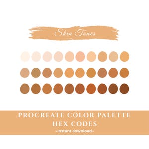 Könnte beinhalten: Eine digitale Farbpalette mit einer Vielzahl von Hauttönen, angeordnet in drei Reihen. Die oberste Reihe zeigt hellere Farbtöne, die mittlere Reihe mittlere Farbtöne und die untere Reihe dunklere Farbtöne. Der Text "Skin Tones" befindet sich über den Farbfeldern.