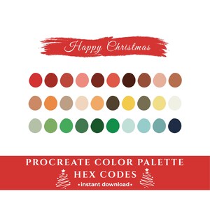 Paleta de colores "Feliz Navidad" para Procreate: Colores acogedores, muestras navideñas, códigos HEX, descarga digital