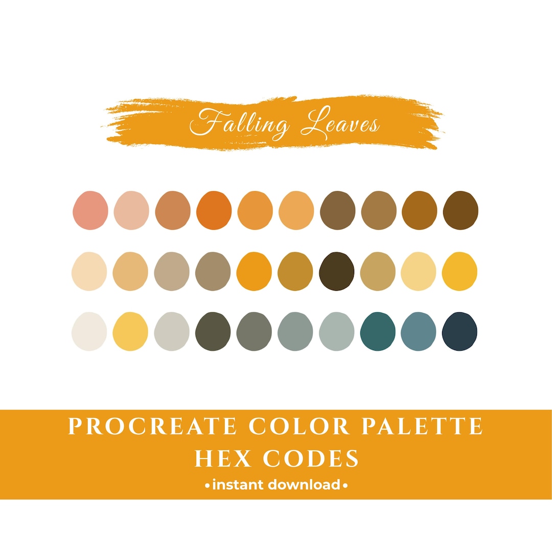 Falling Leaves Procreate Color Palette: Warm & Romantic Fall Tones, HEX ...