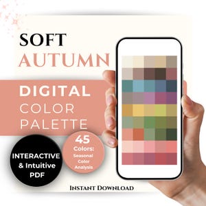 Paleta de colores suaves de otoño / Herramienta de compra interactiva, muestras digitales para guardarropa cápsula y estilismo, PDF