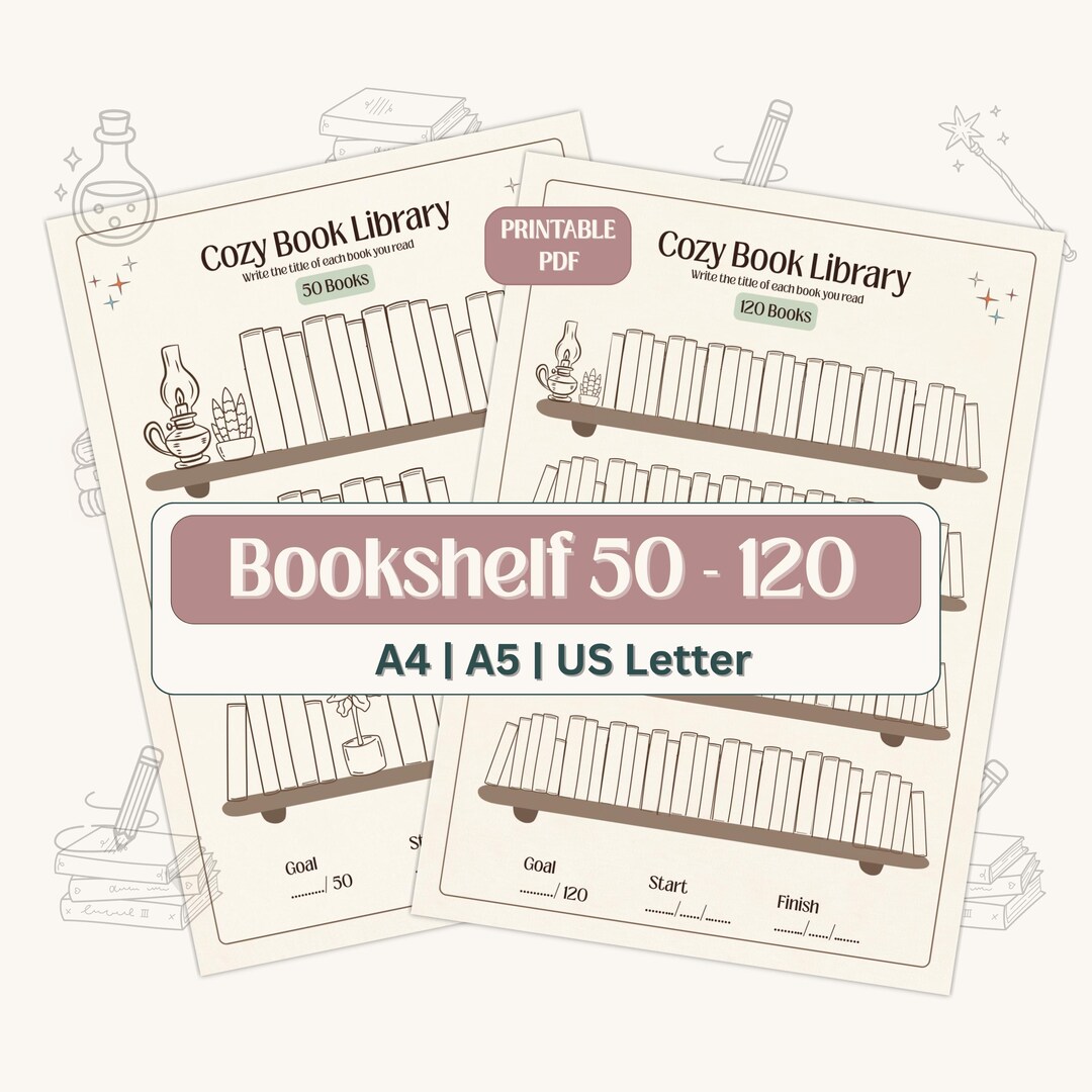 Reading Challenge Bookshelf Tracker | 50 & 120 Books (digital Download ...