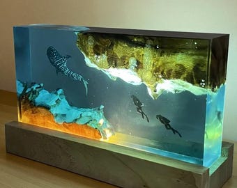 Handmade Whale Resin Lamp – Unique Bedside Table Light for Home Décor & Gifts