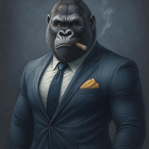 Gorilla Suit Formal Print, Wall Art, Funny Animal Print, Housewarming Gifts