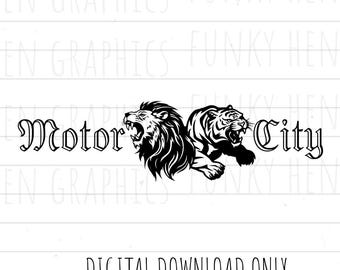 Motor City Kitties PNG  Detroit Lions Tigers SVG download