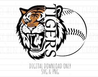 Tigers baseball PNG  and SVG digital download