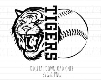 Tigers baseball PNG SVG digital download