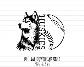 Huskies baseball PNG and SVG digital download