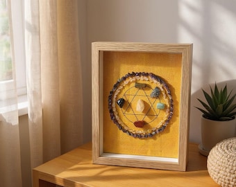 Wealth & Abundance Crystal Grid | Prosperity, Career Success and Promotion Gift | Fengshui Art | Golden Hexagram
