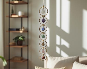 Seven Chakra Crystal Sun Catcher Hanging – Healing Stones Wall & Window Decor