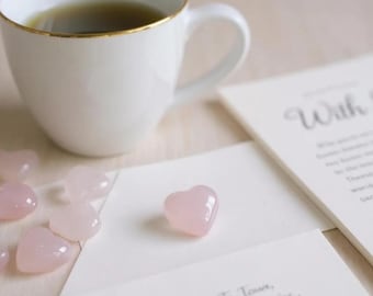Engraved Heart-Shaped Rose Quartz Crystal – Healing Pocket Stone for Love & Intention | Wedding Favor, Baby Shower Gift, Engagement Party
