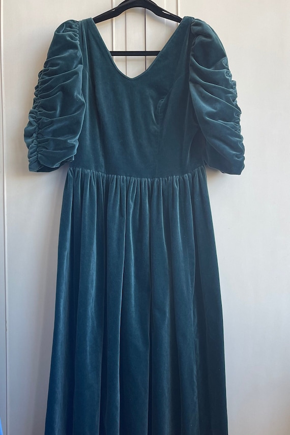 vintage green velvet dress Laura Ashley Gem