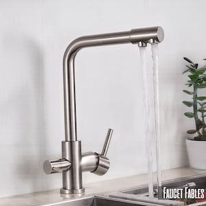 New Bruched Nickel Pure Water Kitchen Faucet Pure Water Filter Crane Double Handle Hot and Cold Water Mixing Faucet