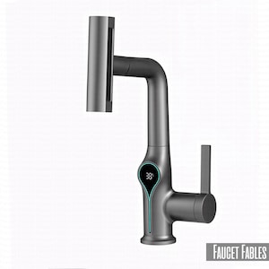 Waterfall Temperature Digital Display Grey Basin Faucet Lift Up Down Stream Sprayer Hot Cold Water Sink Mixer Wash Tap For Bathroom