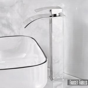 Copper core waterfall stainless steel silver basin faucet for bathroom, kitchen, sink, hot and cold dual control faucet