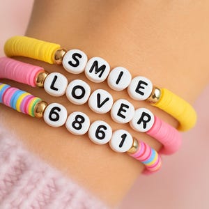 Personalized Word Bracelet,Custom  Kids Name Bracelet, Stacking Mama Bracelet, Custom Name Beaded Bracelet, Stretch Bracelet